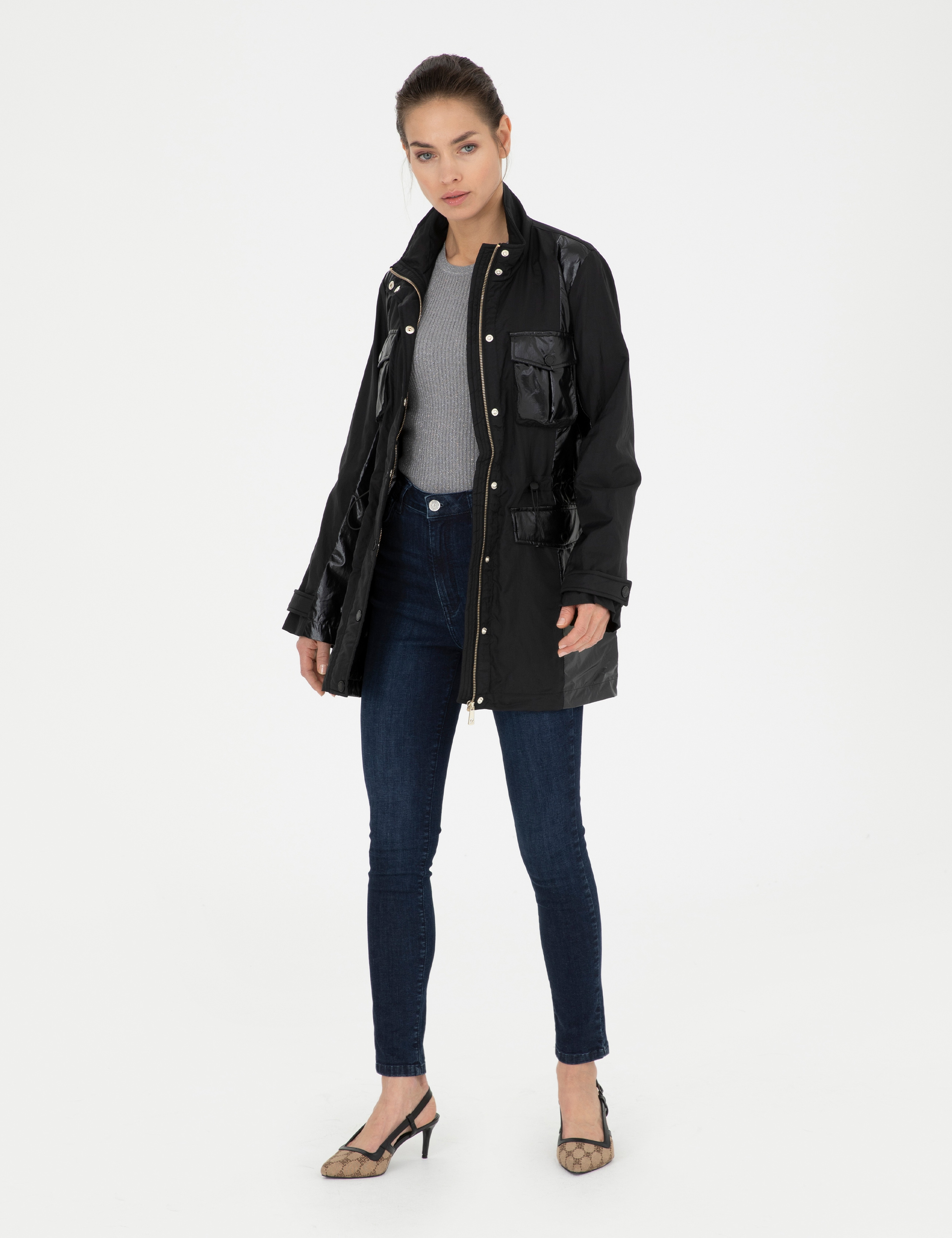 Siyah Slim Fit Mevsimlik Mont