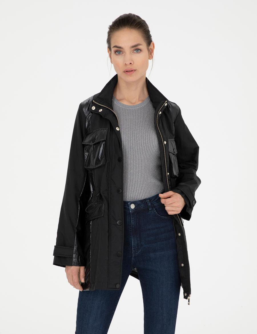 Siyah Slim Fit Mevsimlik Mont