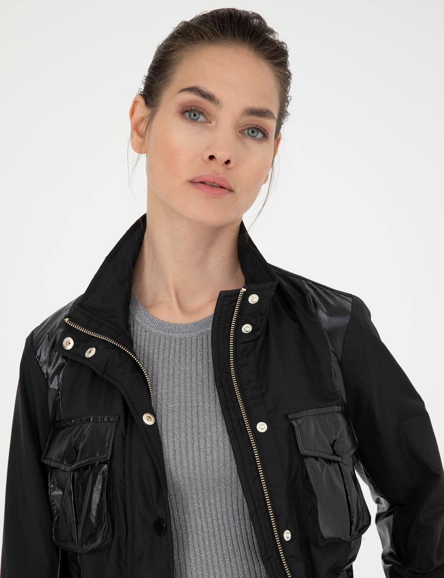 Siyah Slim Fit Mevsimlik Mont