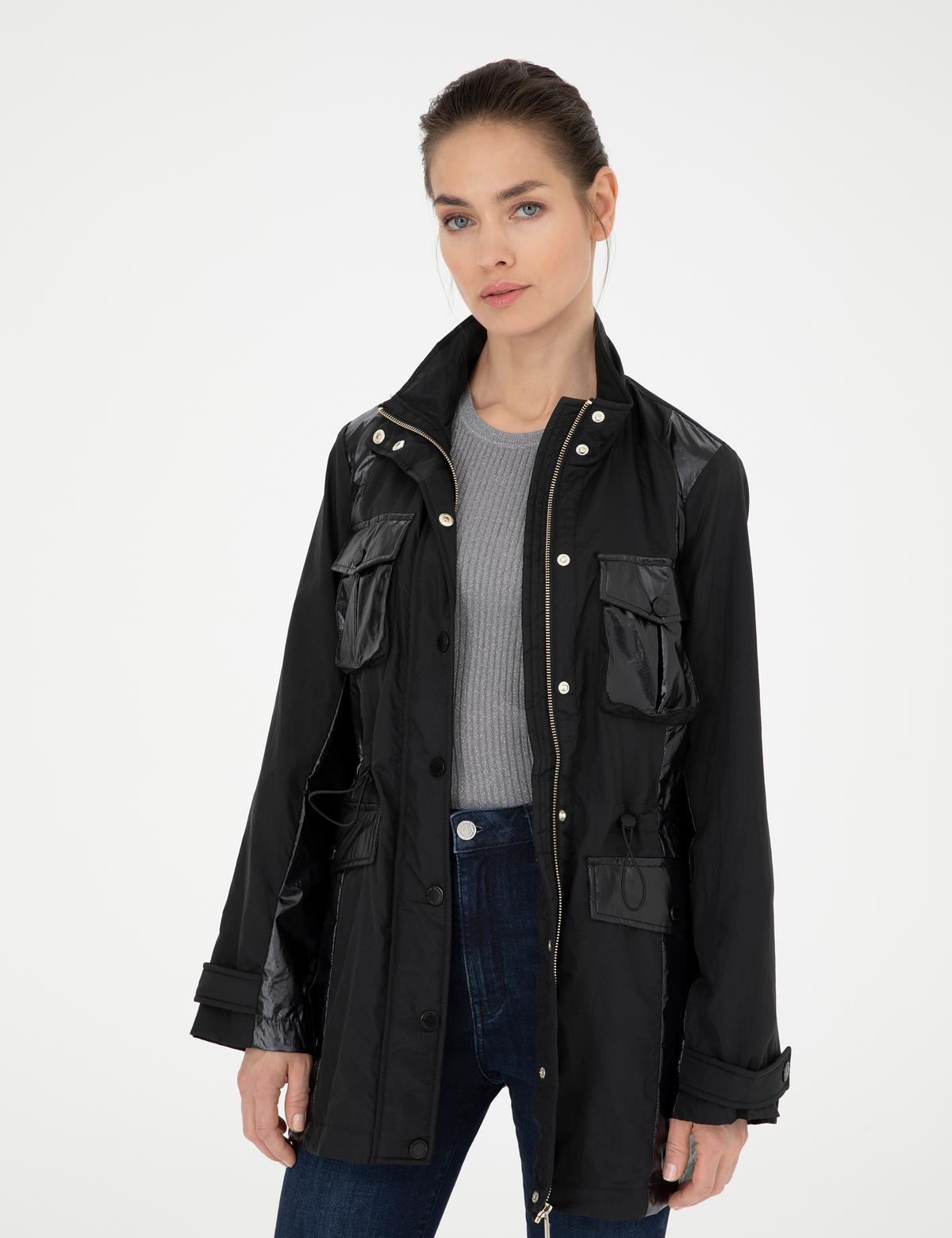 Siyah Slim Fit Mevsimlik Mont - 50282338021