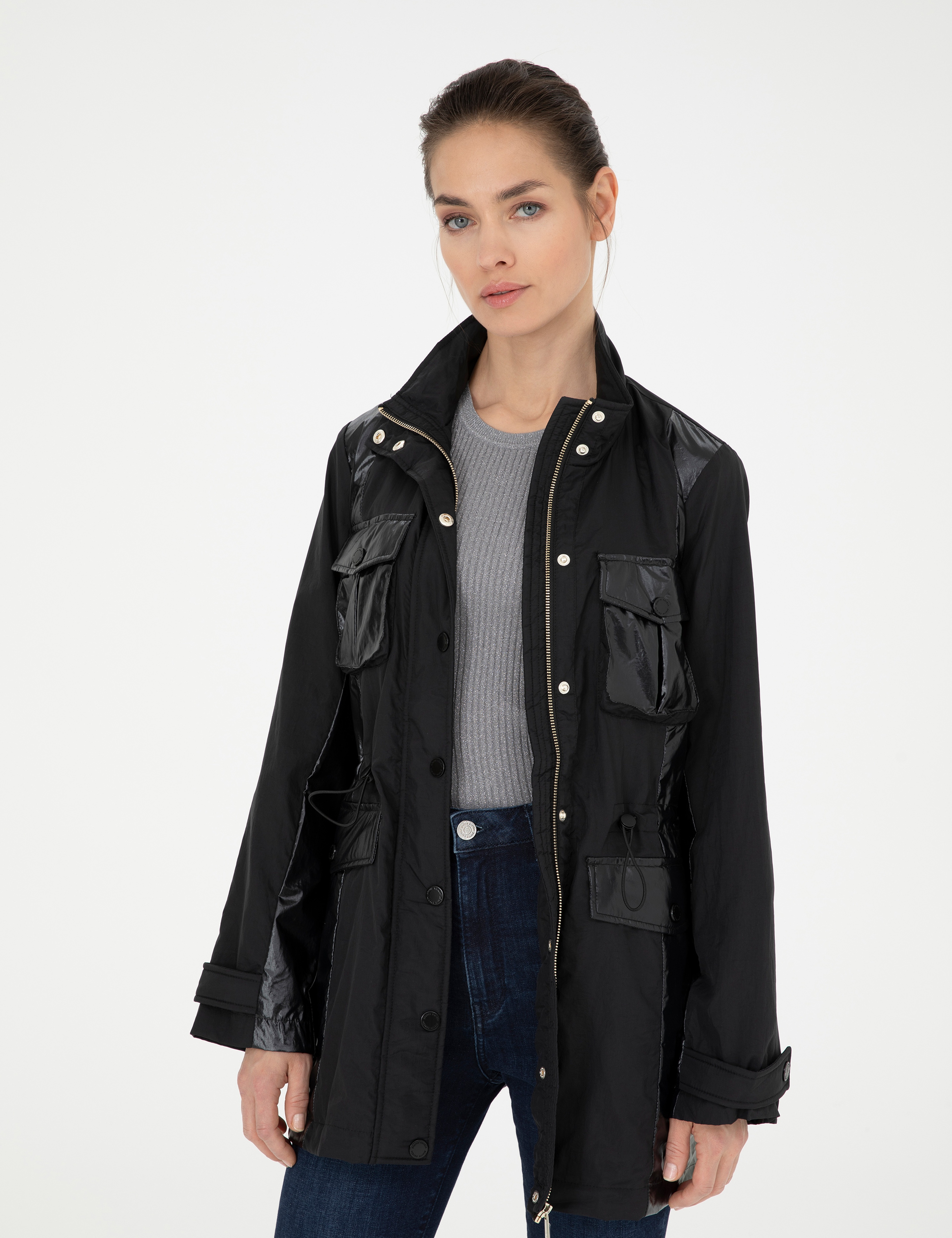 Siyah Slim Fit Mevsimlik Mont