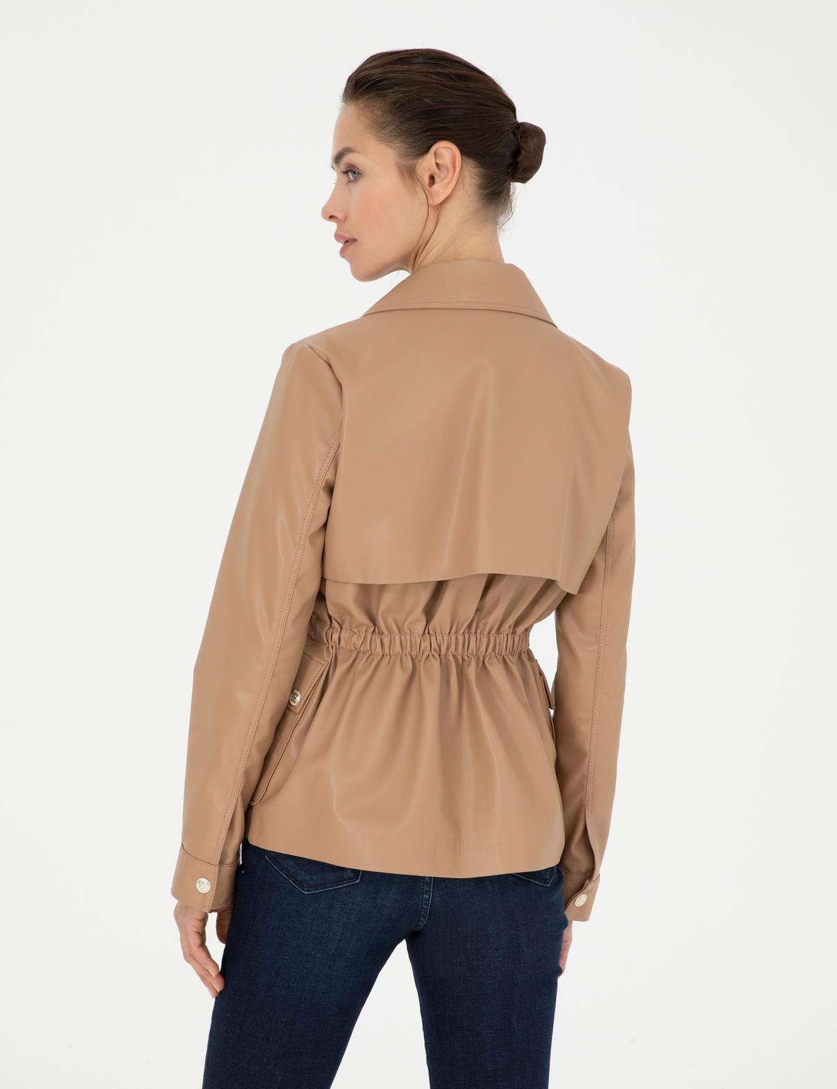 Bej Suni Deri Ceket - 50284050003