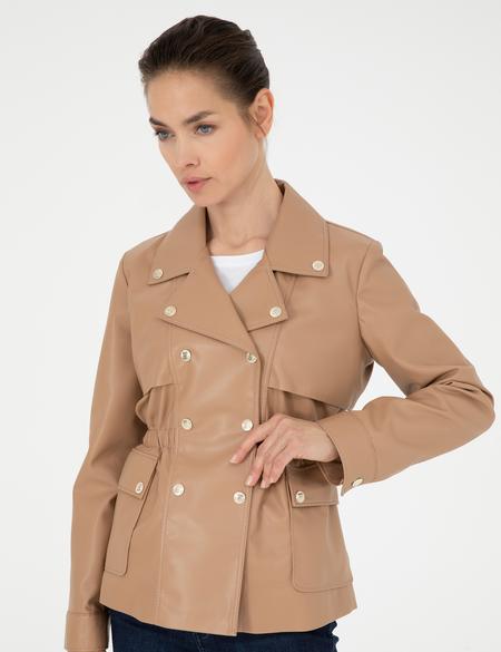 Bej Suni Deri Ceket - 50284050003