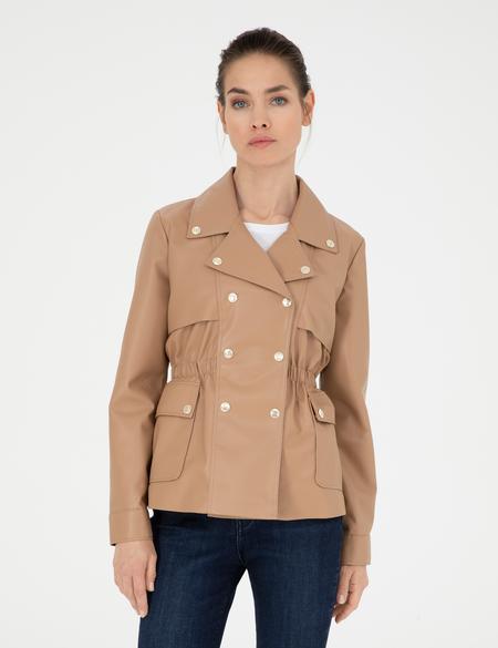 Bej Suni Deri Ceket - 50284050003