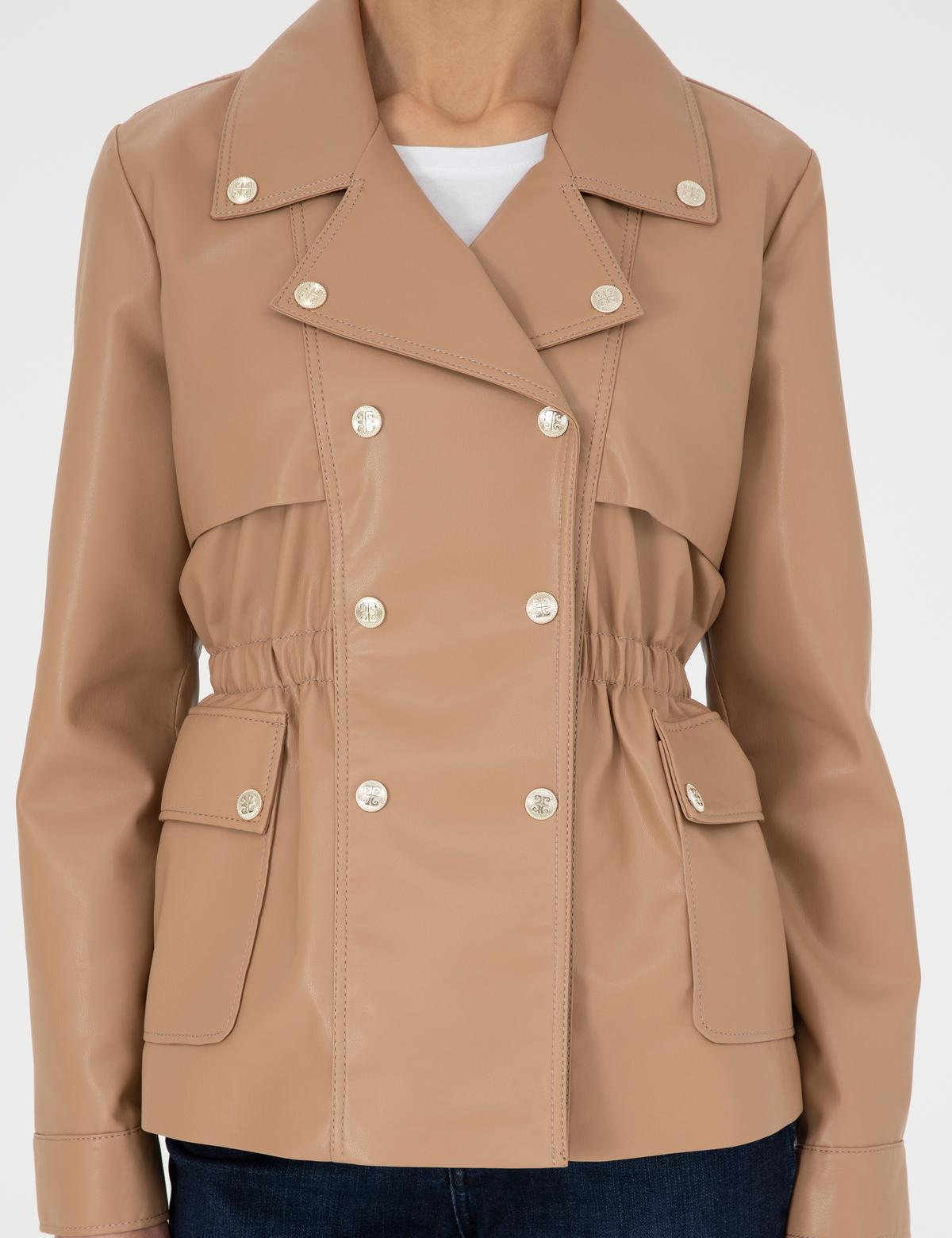 Bej Suni Deri Ceket - 50284050003