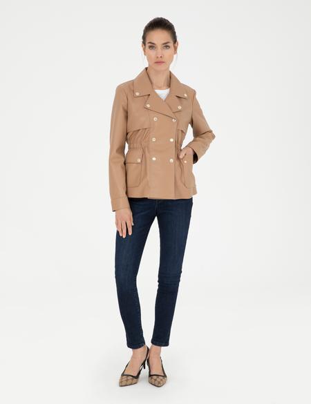Bej Suni Deri Ceket - 50284050003