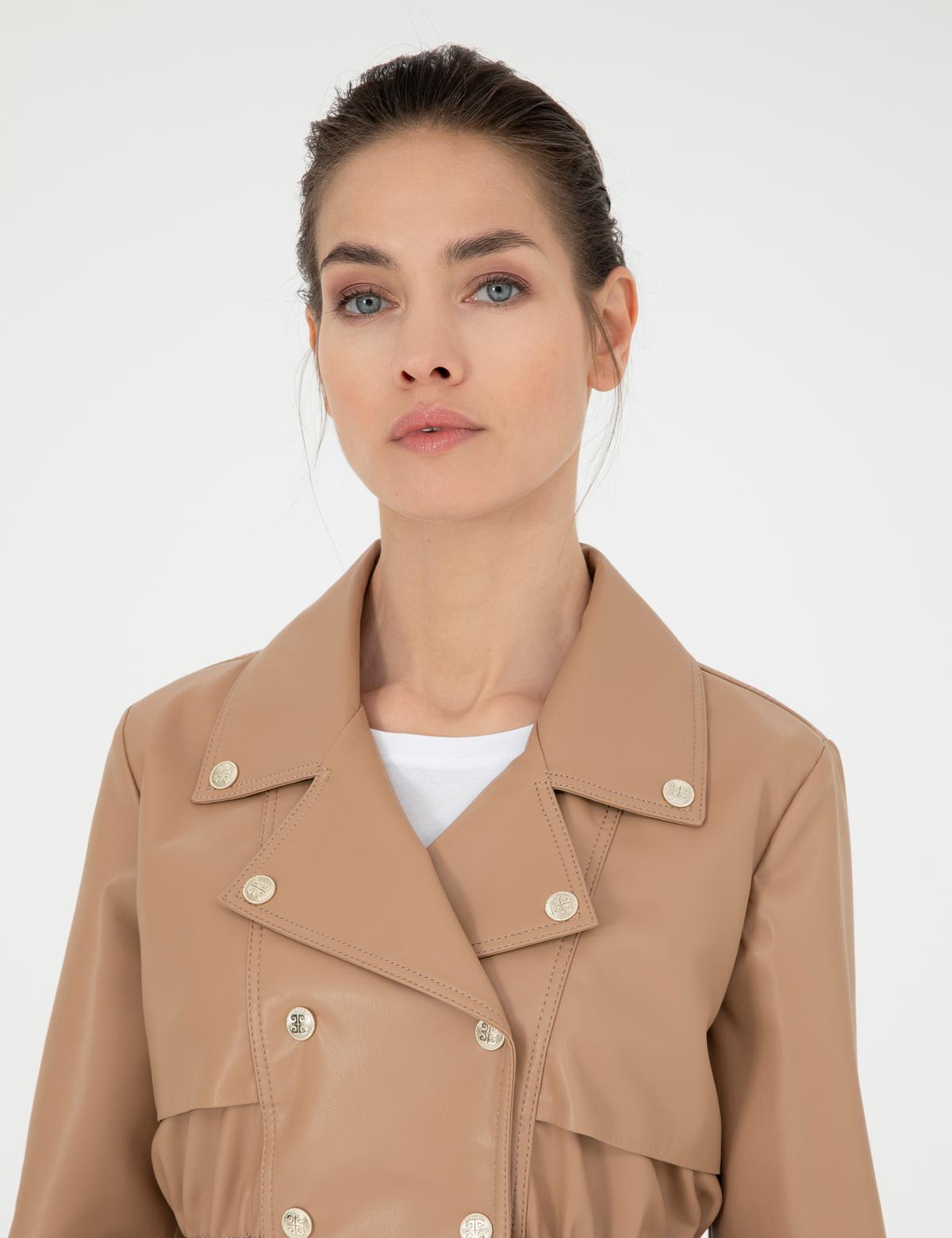 Bej Suni Deri Ceket - 50284050003