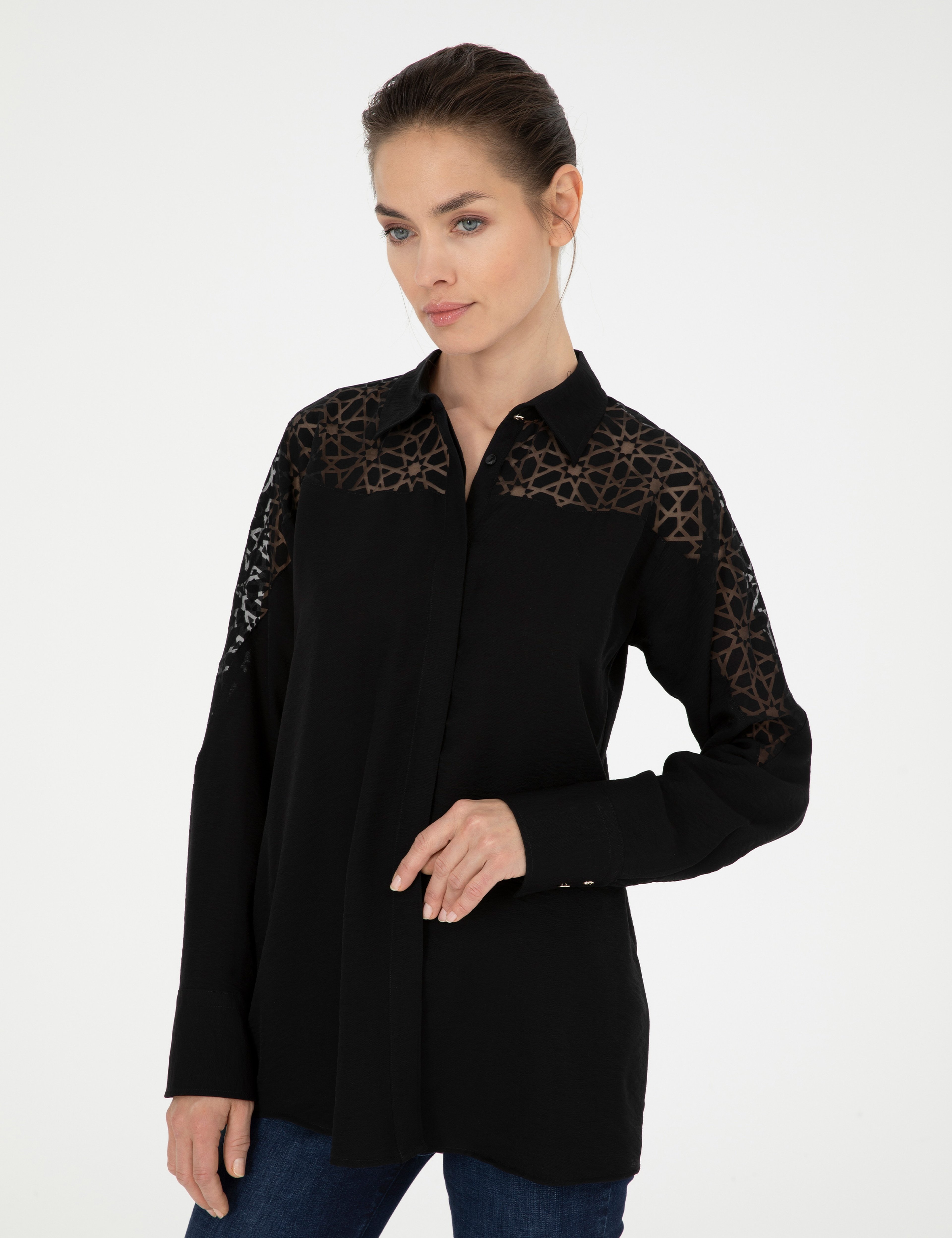 Siyah Comfort Fit Uzun Kollu Gömlek