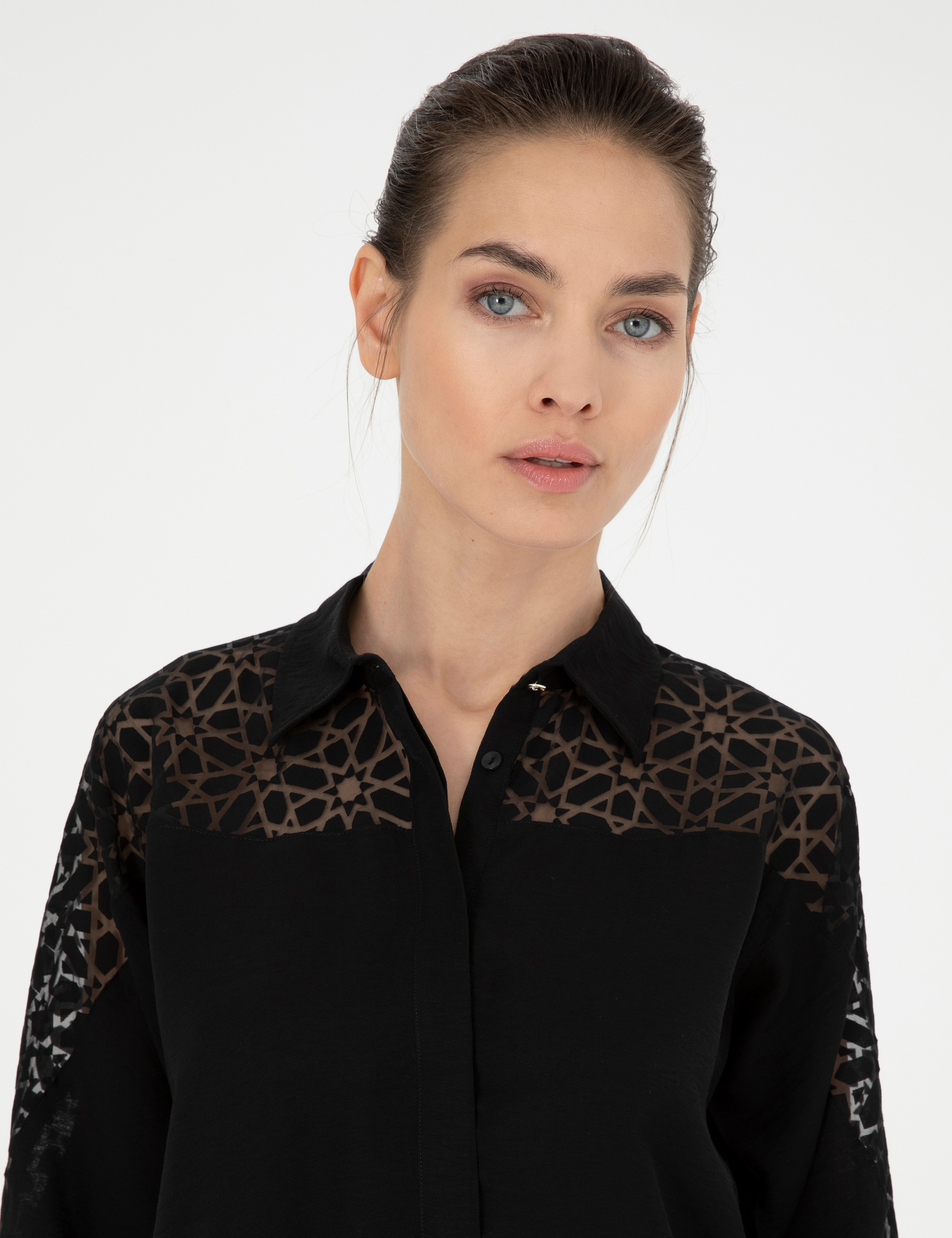Siyah Comfort Fit Uzun Kollu Gömlek - Image 2
