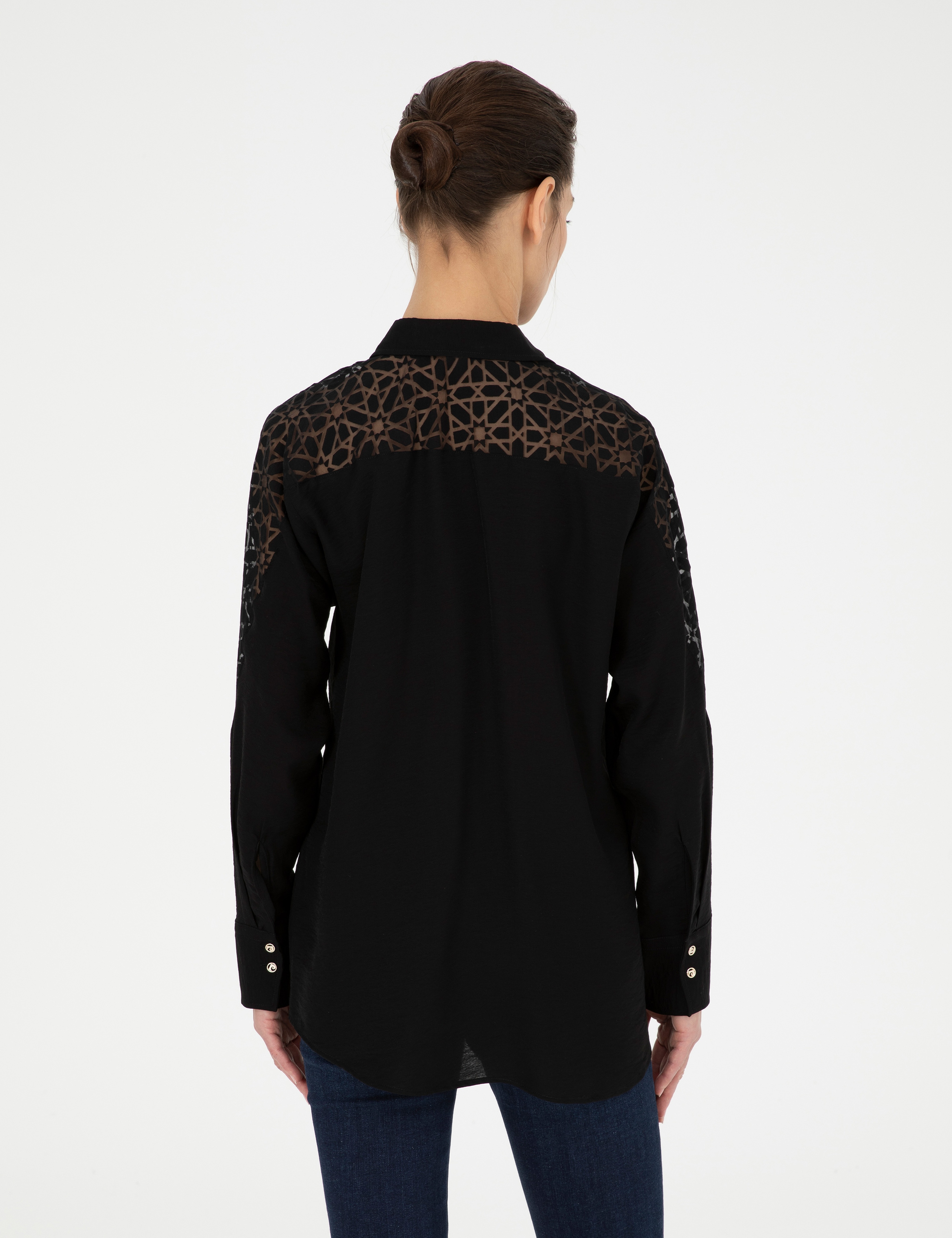 Siyah Comfort Fit Uzun Kollu Gömlek - Image 5
