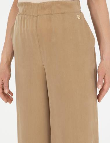 Bej Kupro Kumaş Loose Fit Pantolon