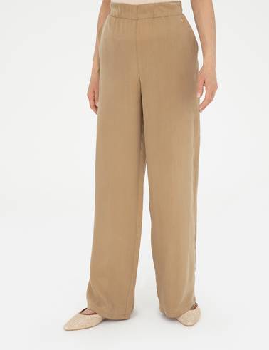 Bej Kupro Kumaş Loose Fit Pantolon