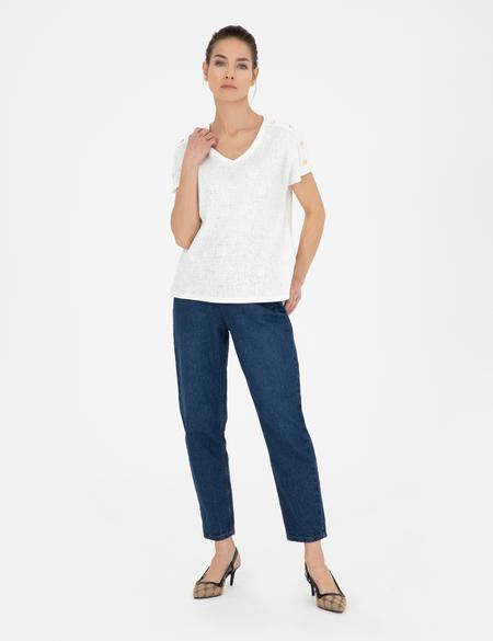 Ekru Regular Fit Tişört - 50283429005