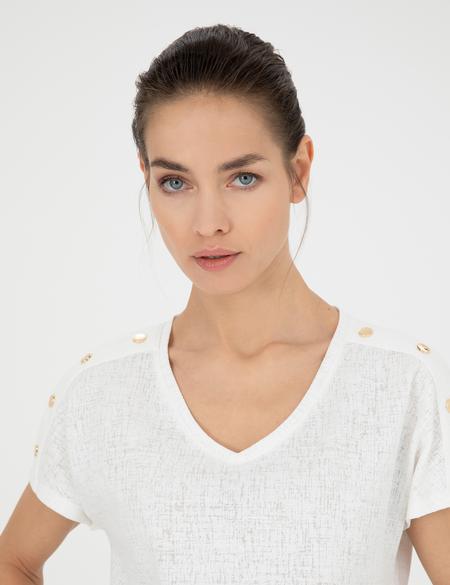 Ekru Regular Fit Tişört - 50283429005