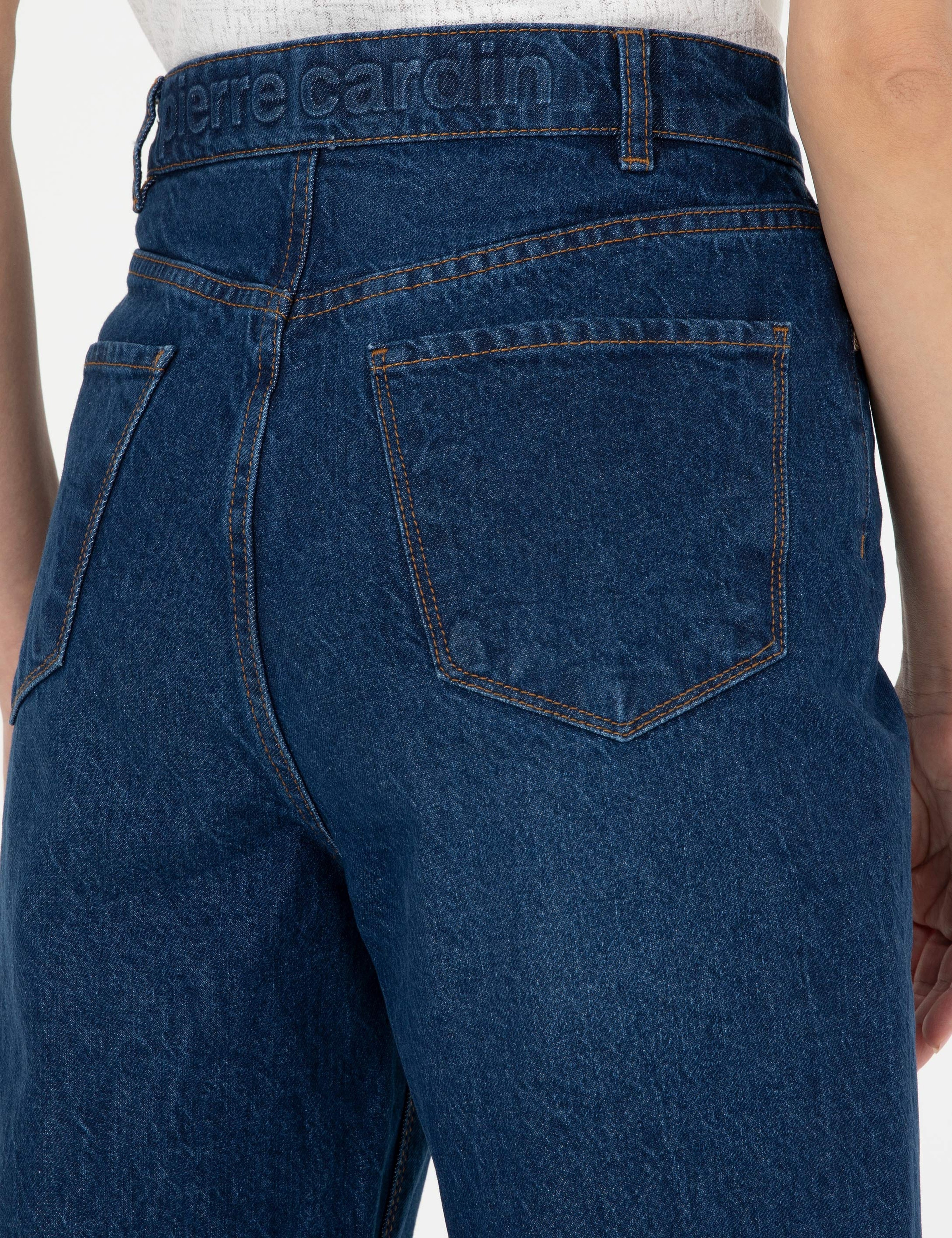 Koyu İndigo Mom Fit Jean Pantolon - Image 7