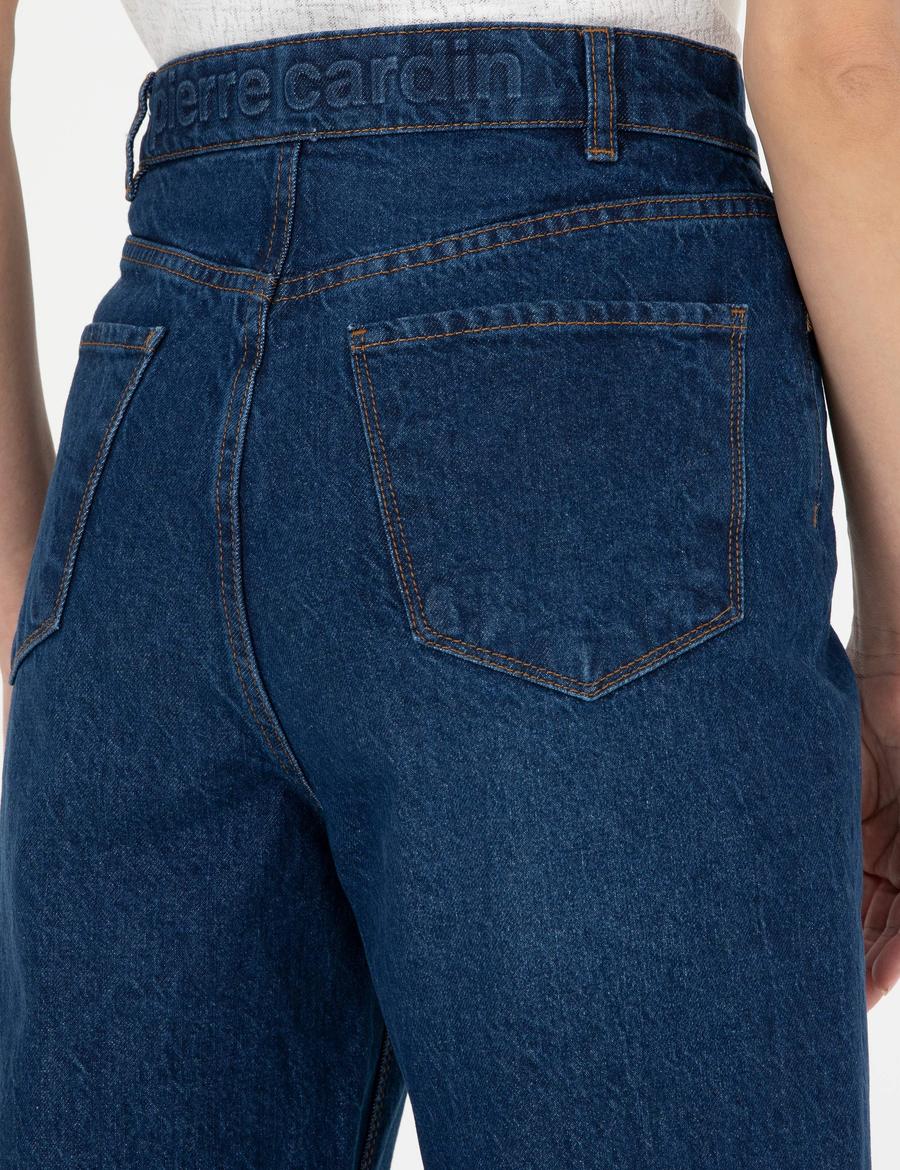 Koyu İndigo Mom Fit Jean Pantolon