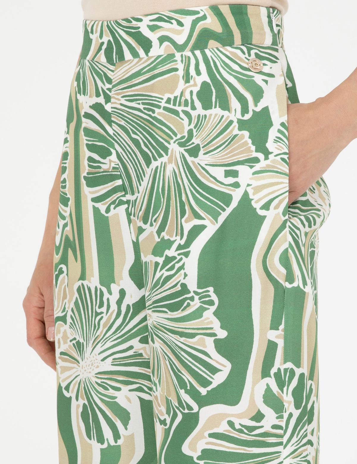 Yeşil Yüksek Bel Wideleg Pantolon - 50284526004