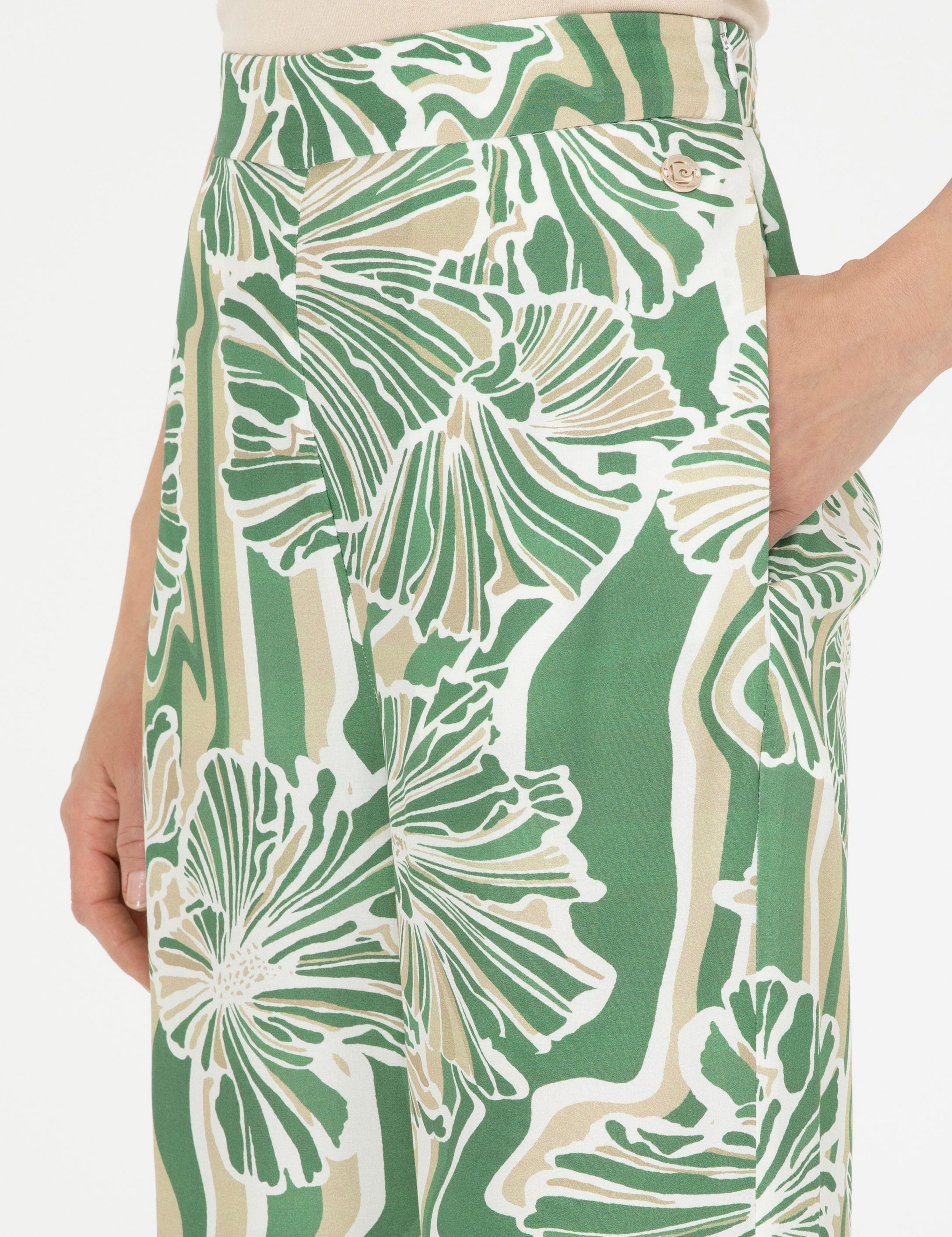 Yeşil Yüksek Bel Wideleg Pantolon