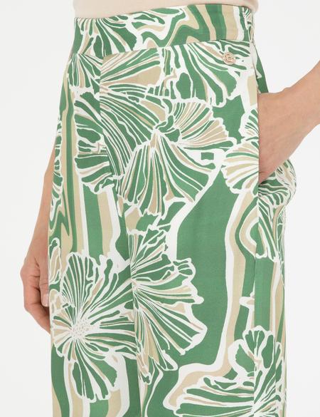 Yeşil Yüksek Bel Wideleg Pantolon - 50284526004