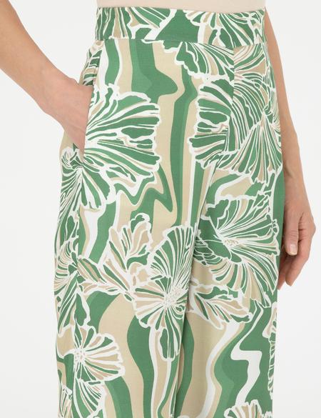 Yeşil Yüksek Bel Wideleg Pantolon - 50284526004