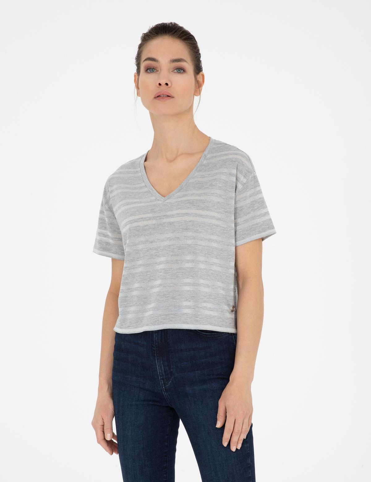 Gri Melanj Comfort Fit Tişört