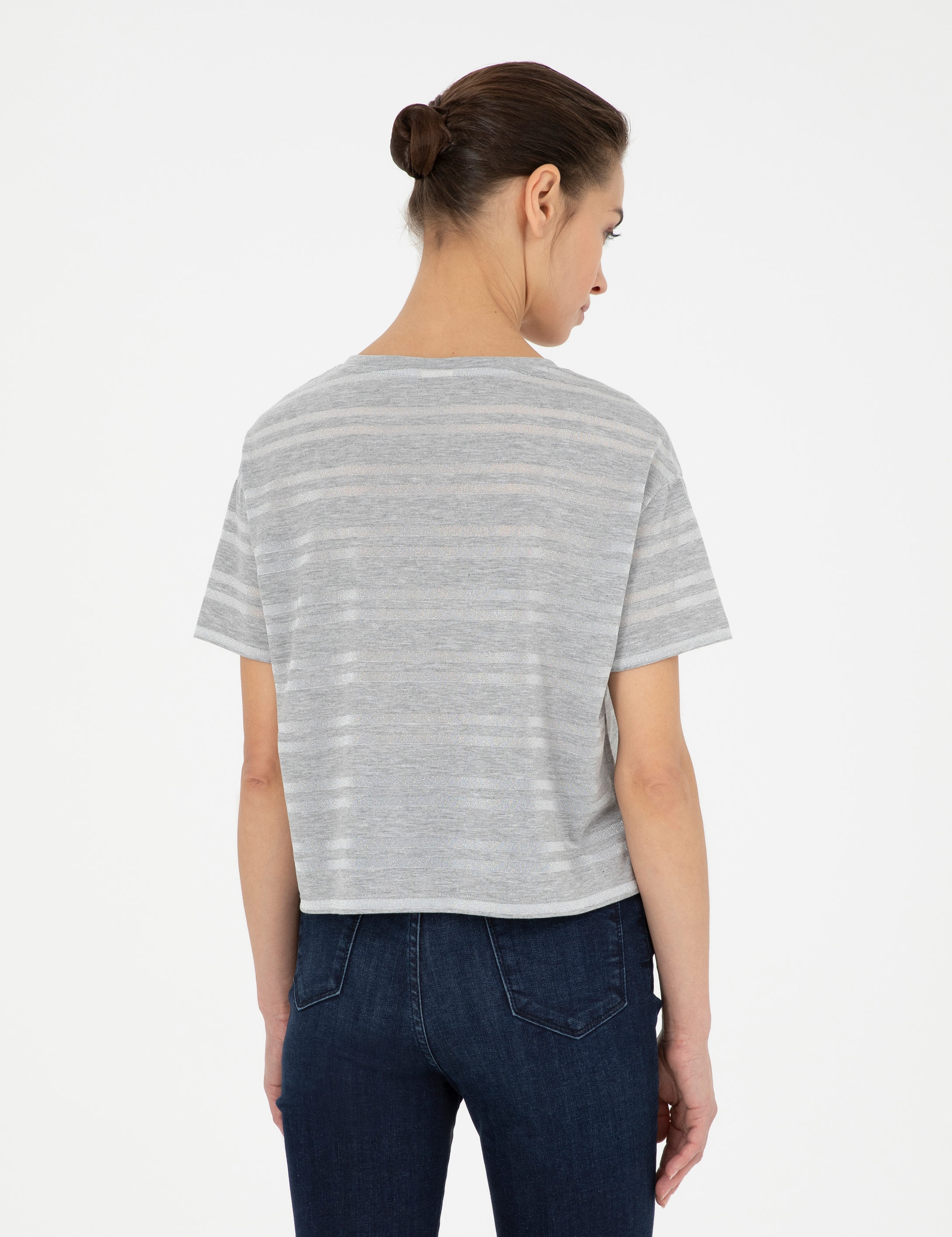Gri Melanj Comfort Fit Tişört - Image 5
