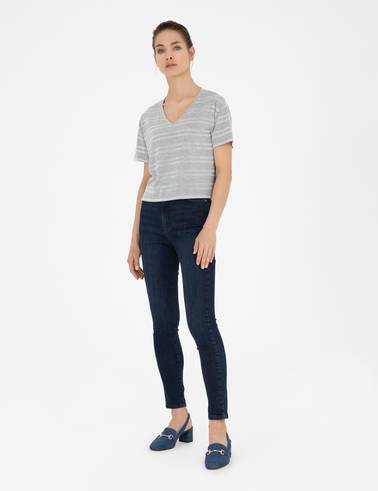 Gri Melanj Comfort Fit Tişört