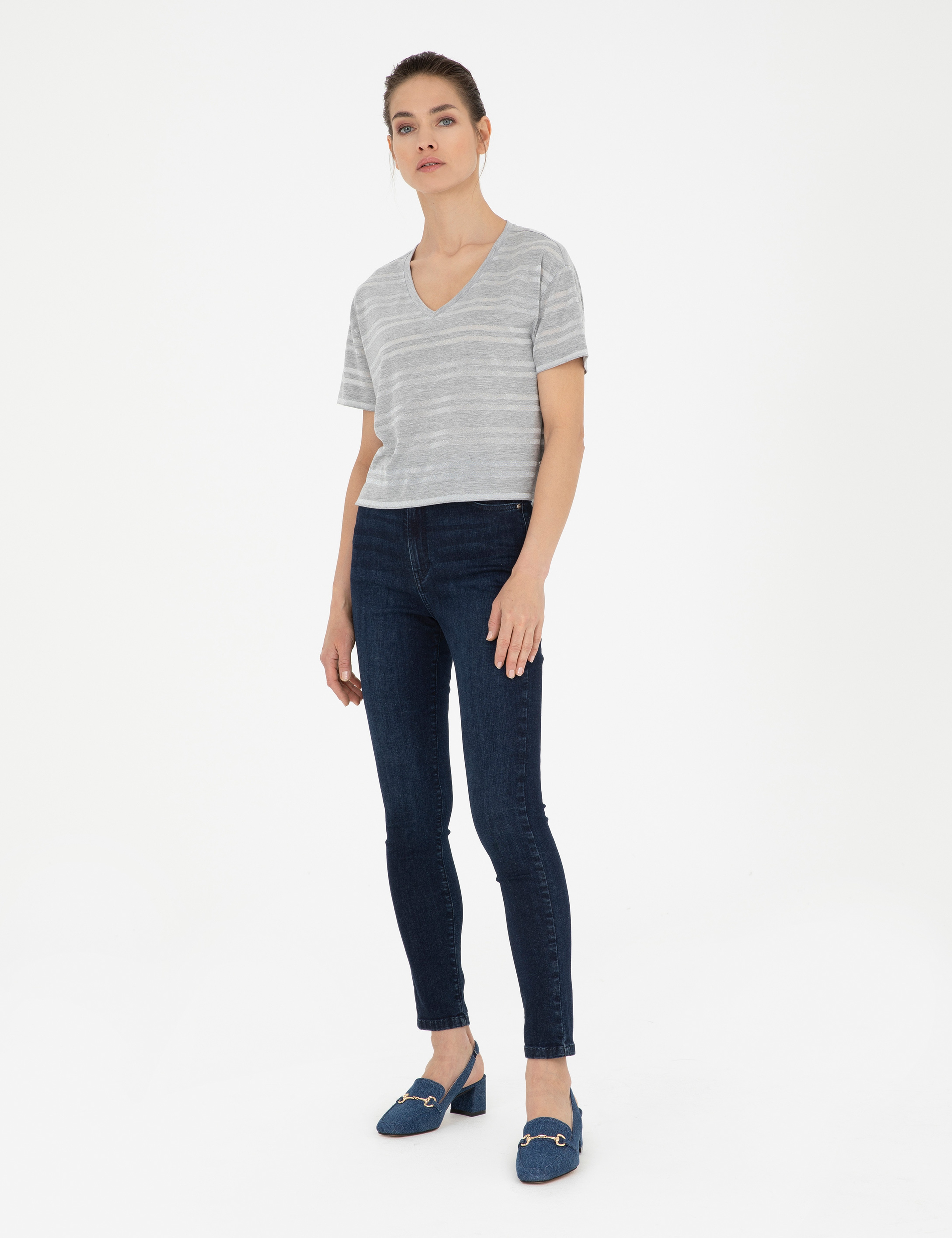 Gri Melanj Comfort Fit Tişört
