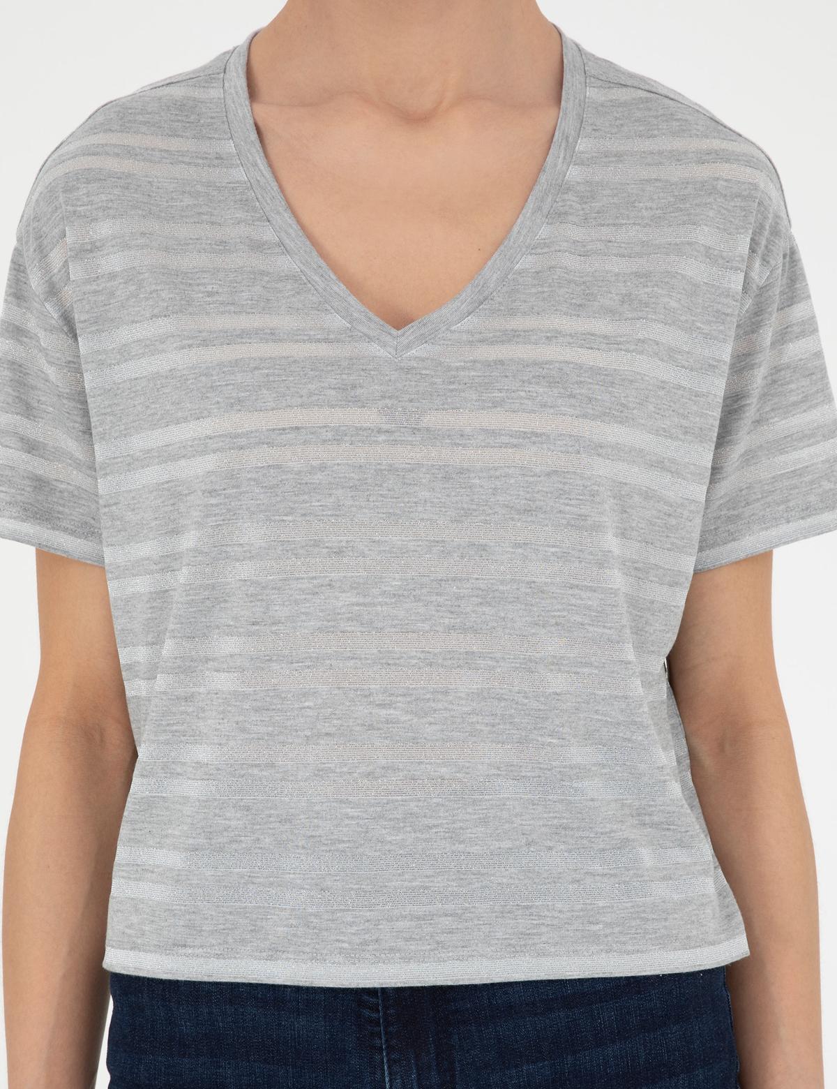 Gri Melanj Comfort Fit Tişört - 50284064003