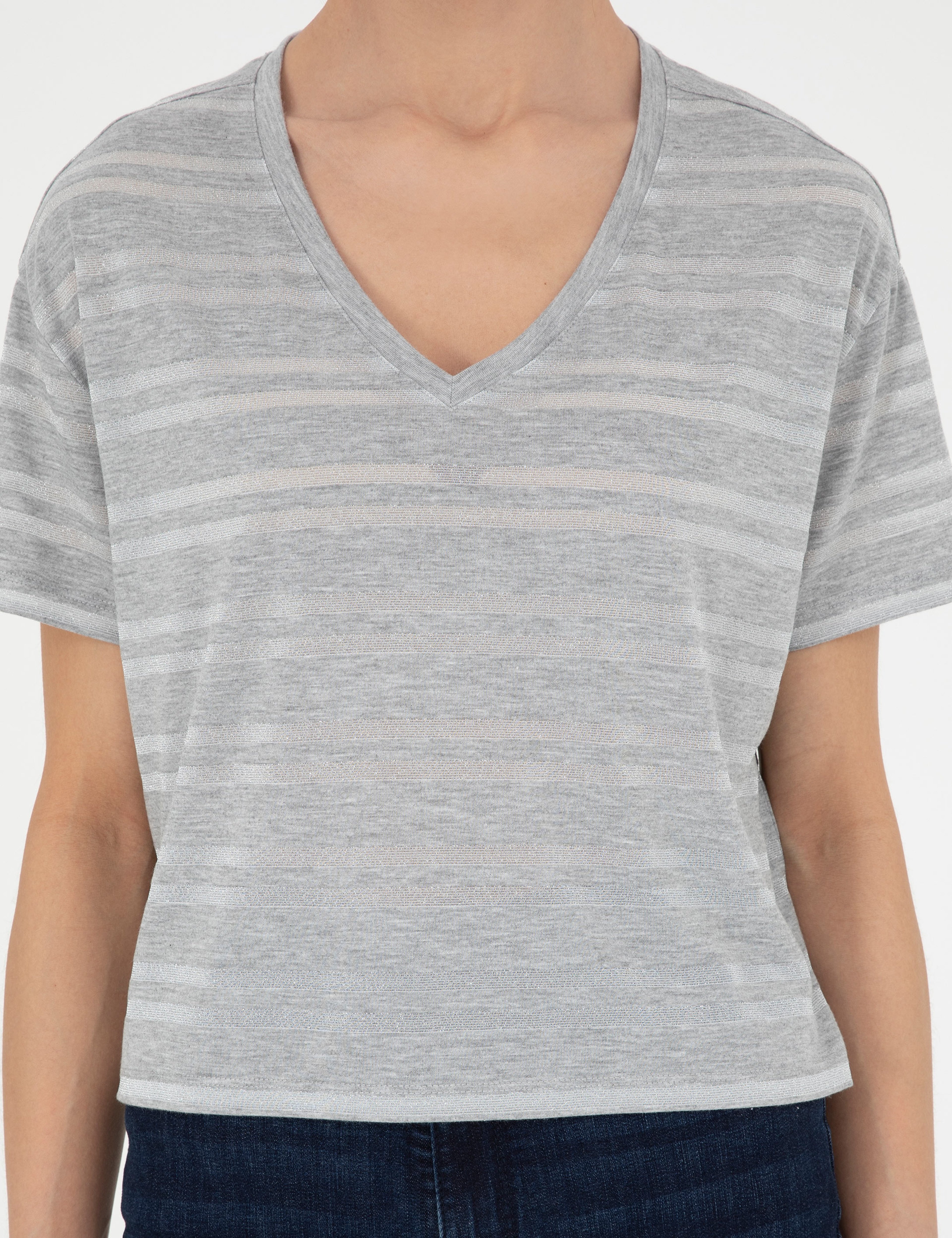 Gri Melanj Comfort Fit Tişört