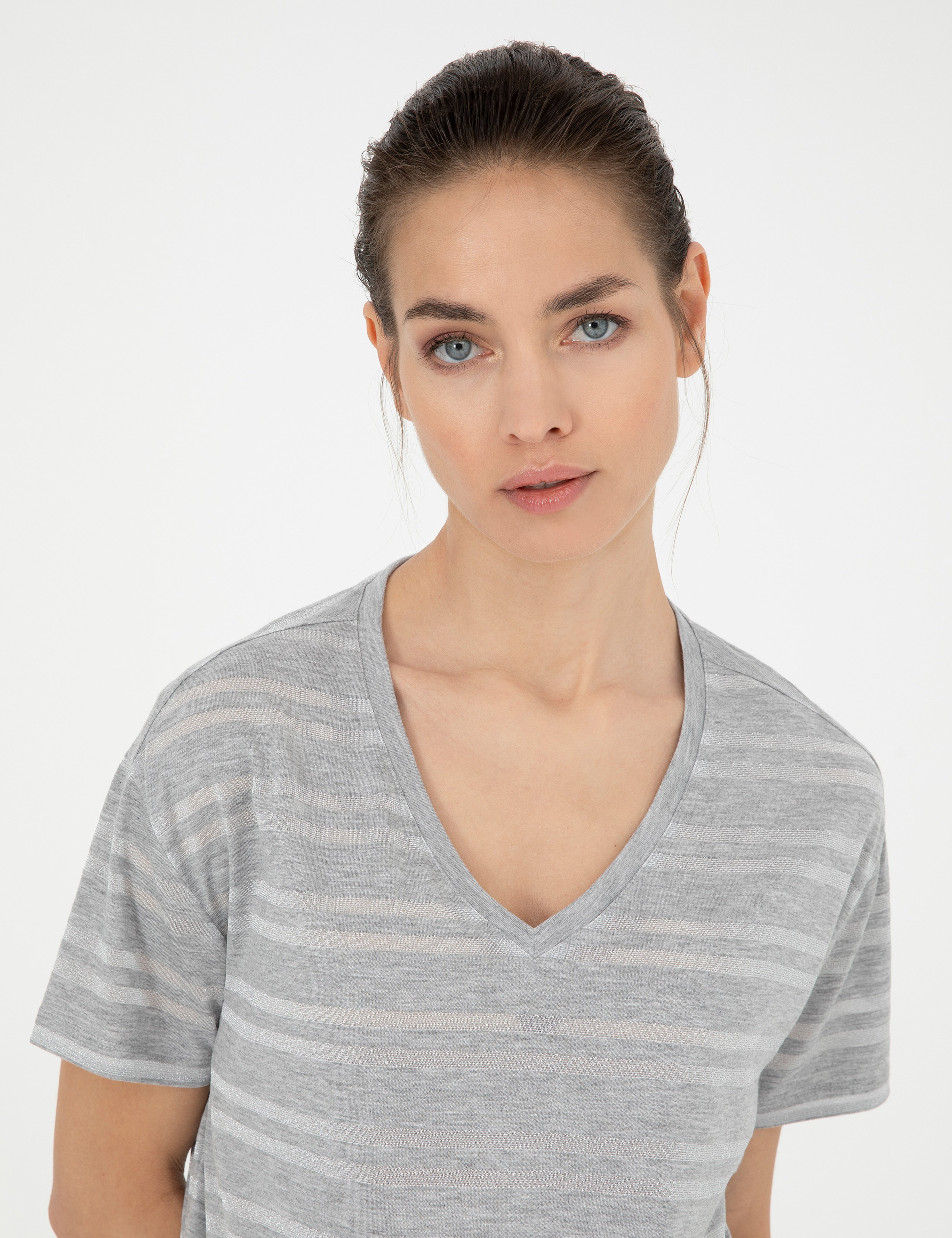 Gri Melanj Comfort Fit Tişört