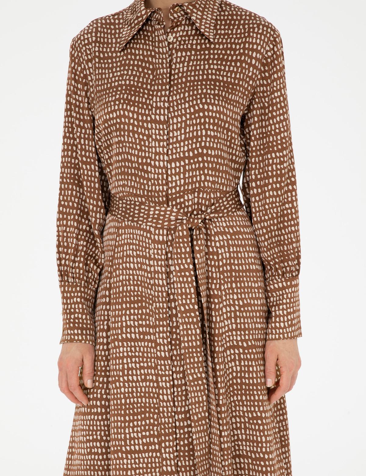 Kahverengi Regular Fit Dokuma Elbise - 50284059002