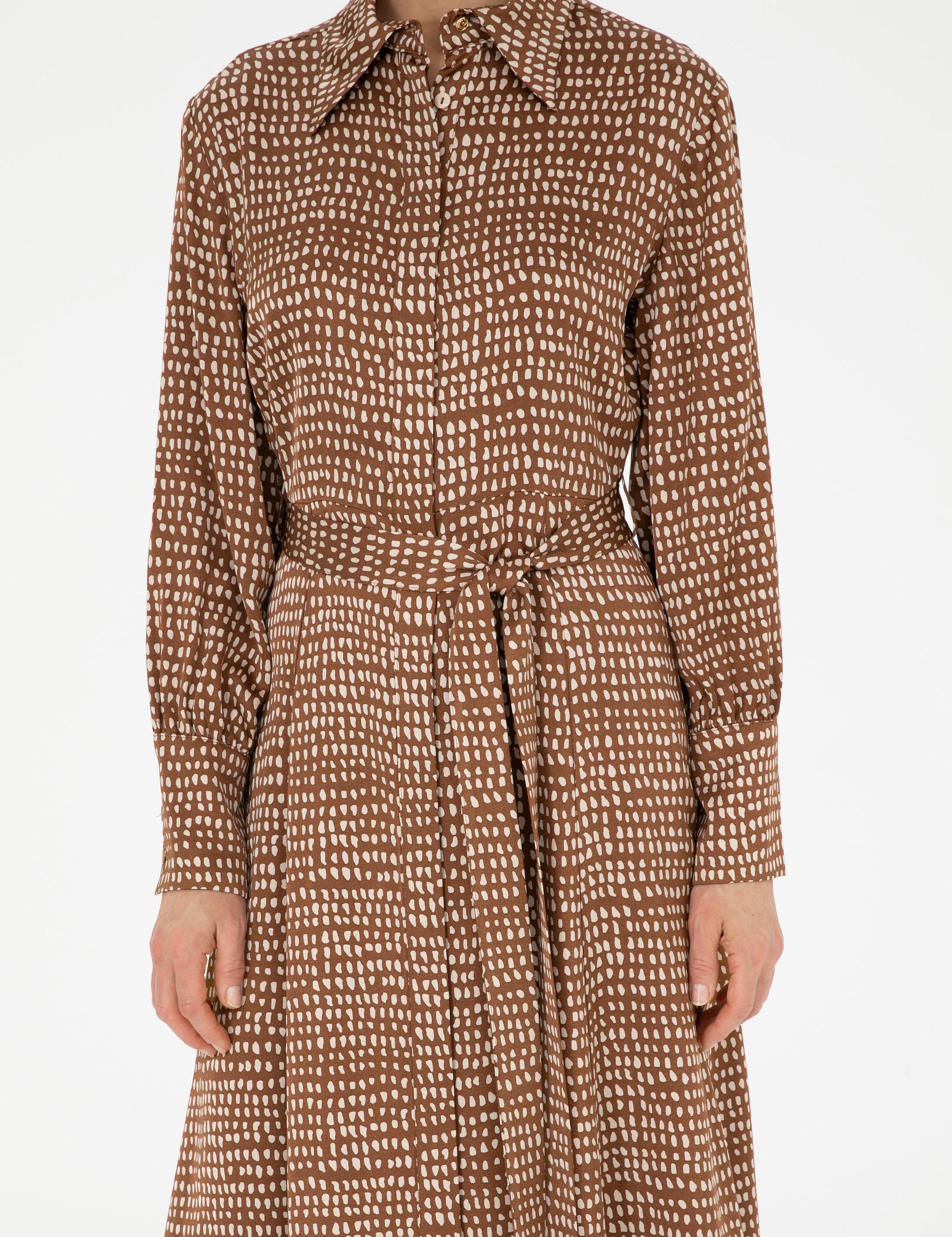 Kahverengi Regular Fit Dokuma Elbise