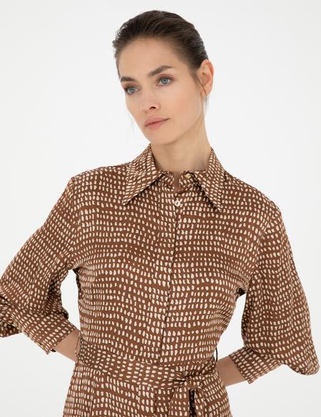 Kahverengi Regular Fit Dokuma Elbise - 50284059002