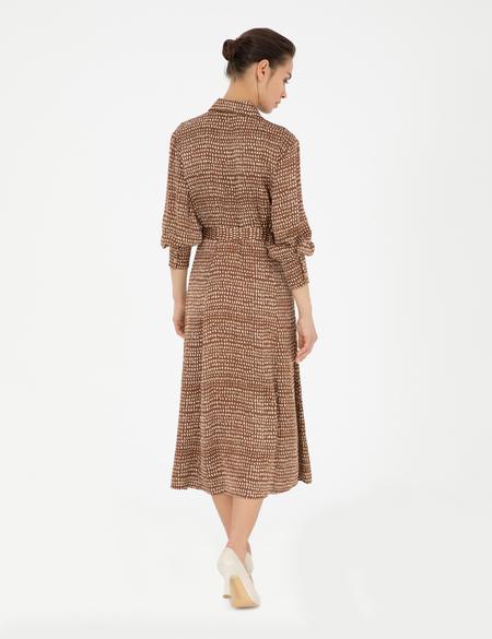 Kahverengi Regular Fit Dokuma Elbise - 50284059002