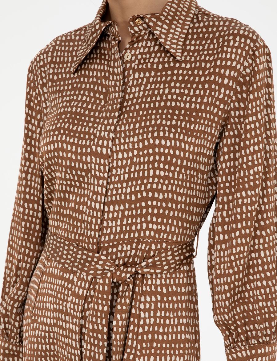 Kahverengi Regular Fit Dokuma Elbise