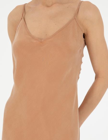 Kahverengi Slim Fit Yırtmaçlı Dokuma Elbise - 50273056012