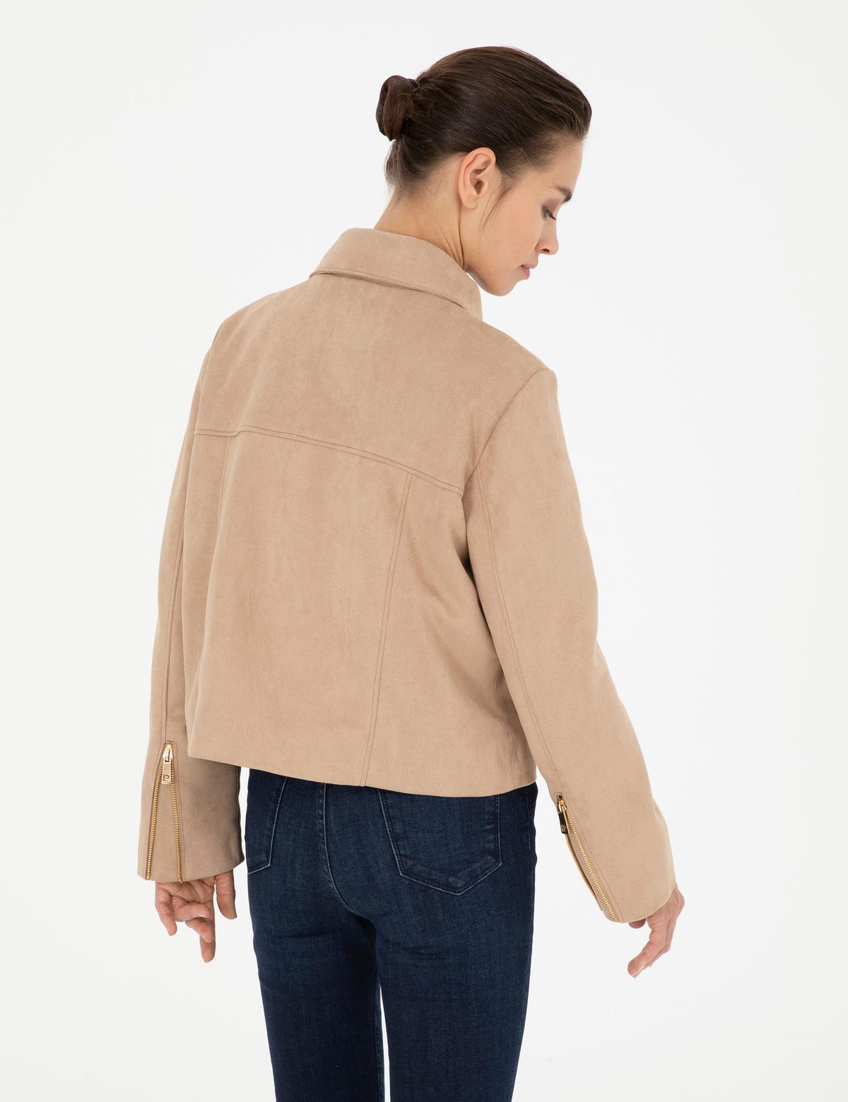 Bej Suni Deri Ceket - 50284058006