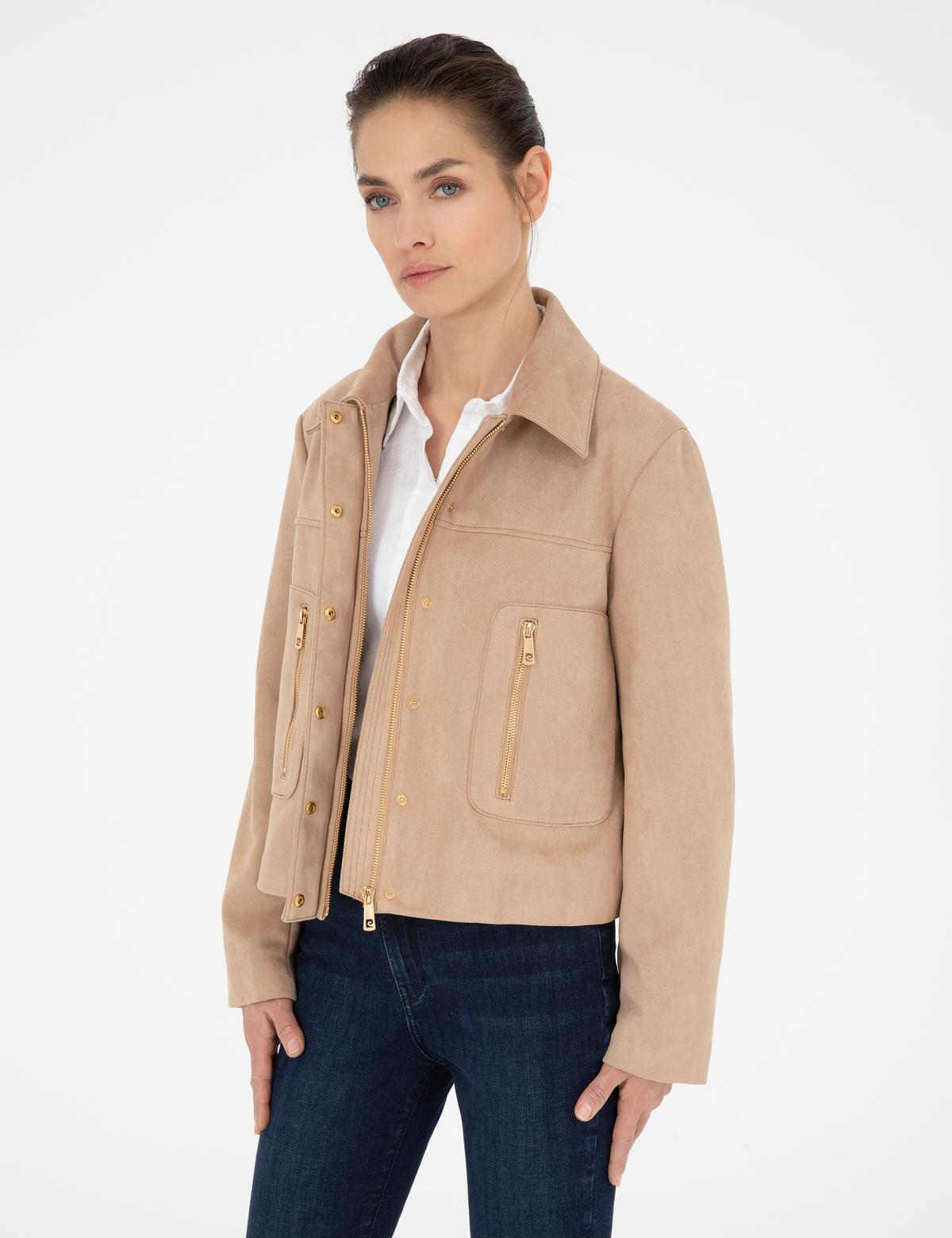 Bej Suni Deri Ceket - 50284058006