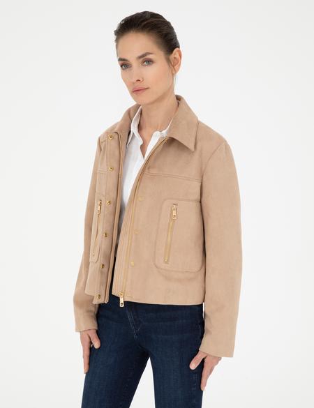 Bej Suni Deri Ceket - 50284058006