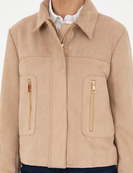 Bej Suni Deri Ceket - 50284058006