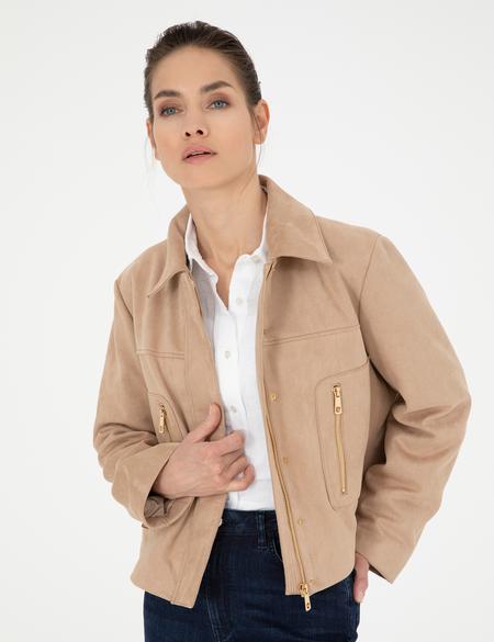 Bej Suni Deri Ceket - 50284058006