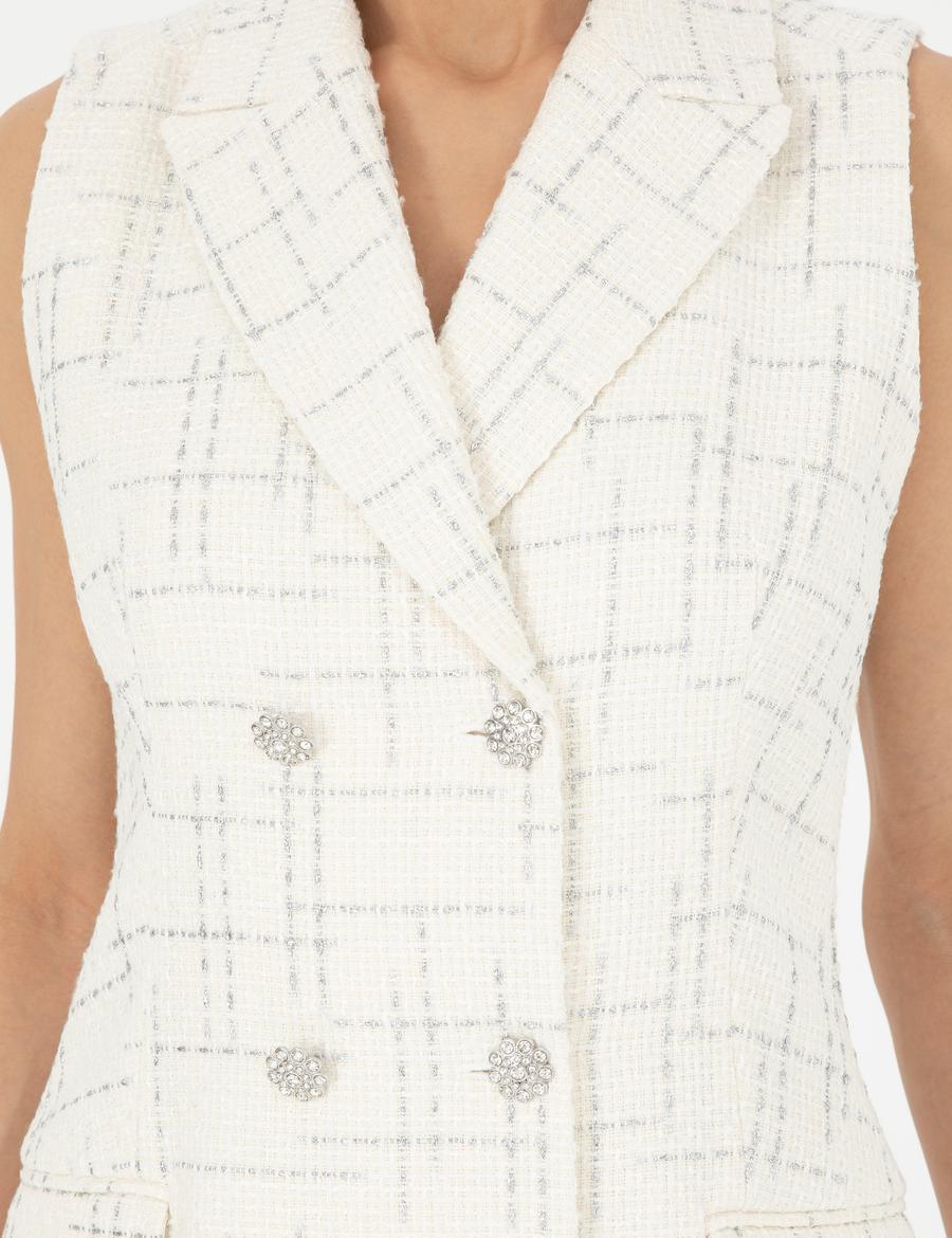 Ekru Slim Fit Tüvit Elbise