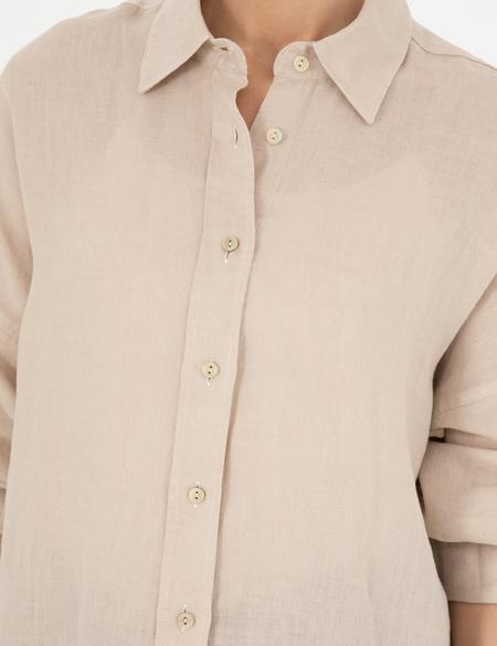 Kum Oversize Keten  Gömlek - 50286968025