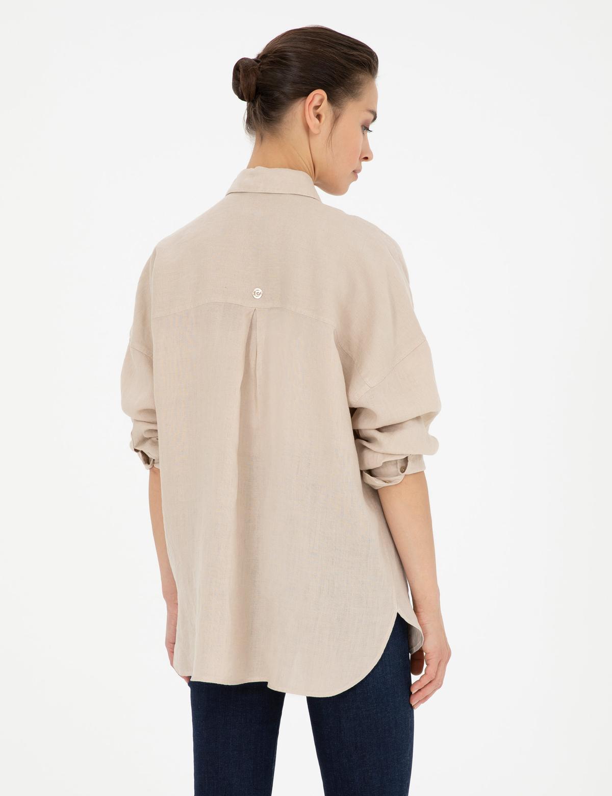 Kum Oversize Keten  Gömlek - 50286968025