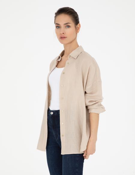 Kum Oversize Keten  Gömlek - 50286968025