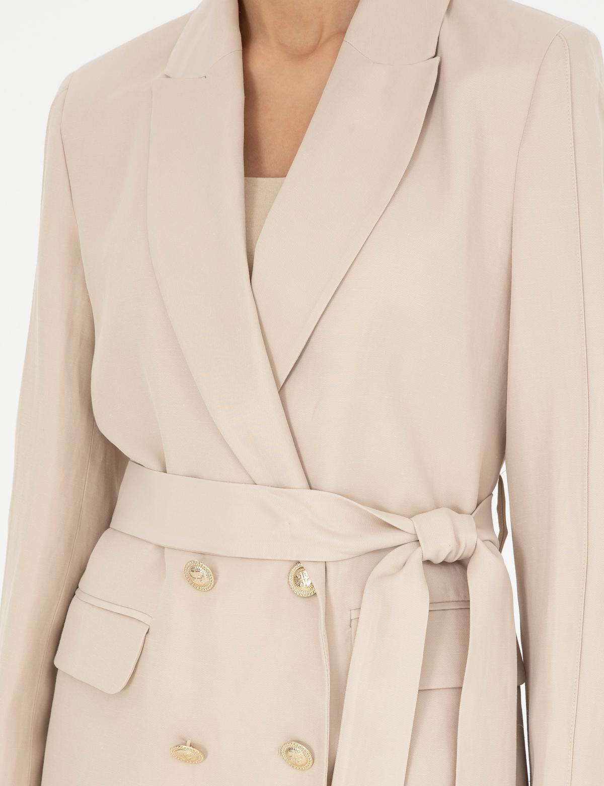 Kum Keten Karışımlı Regular Fit Ceket - 50282080019