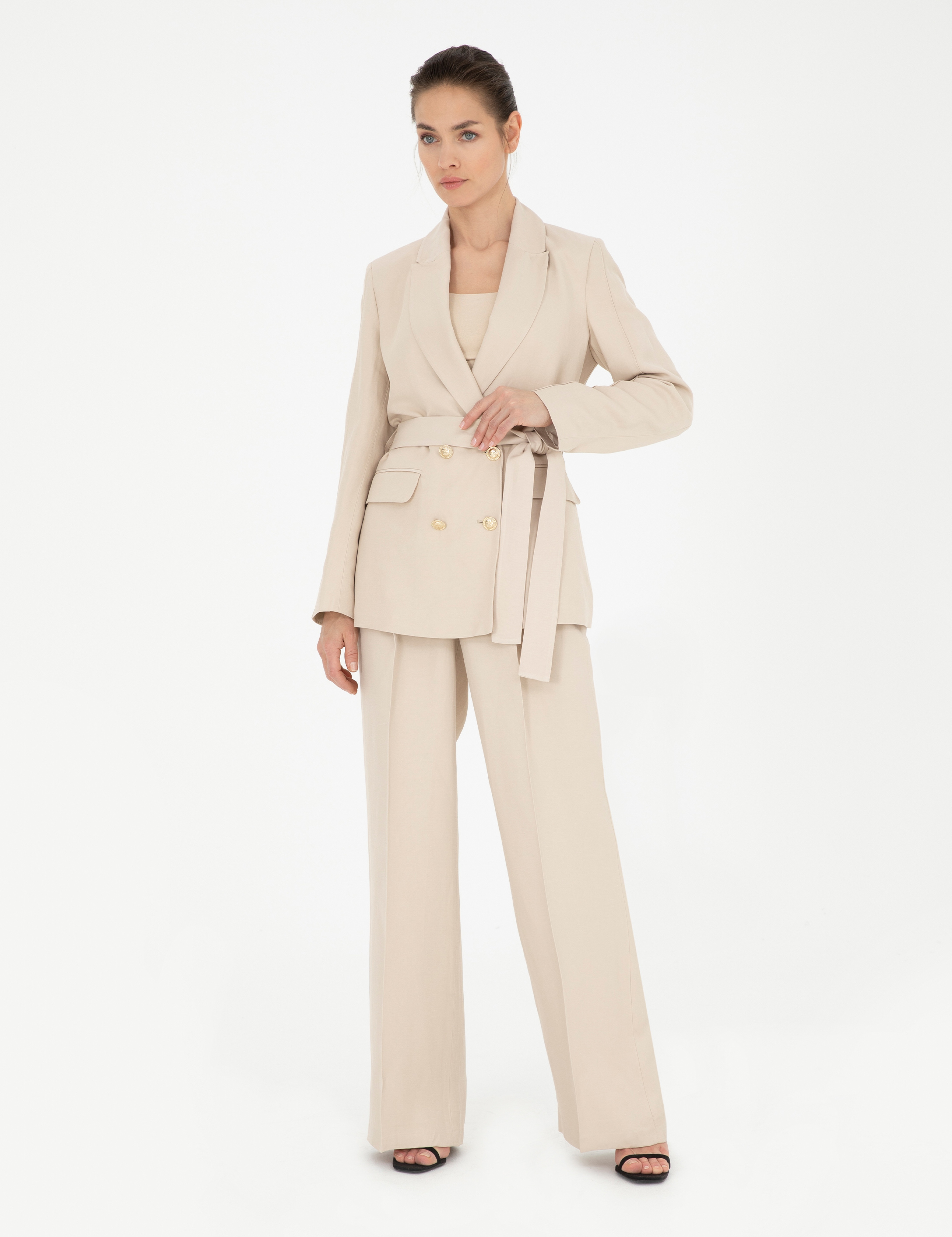 Kum Keten Karışımlı Regular Fit Ceket - Image 4