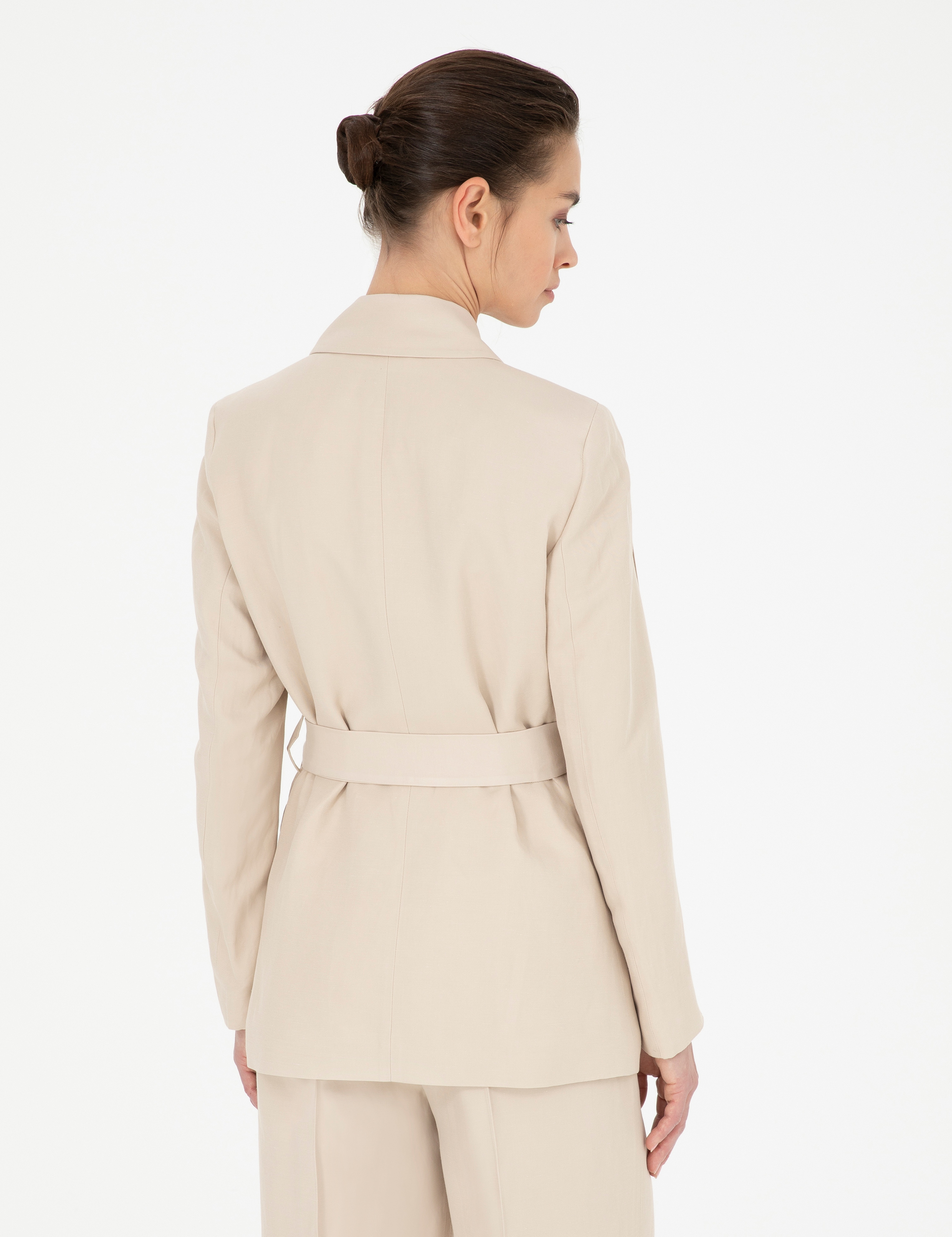 Kum Keten Karışımlı Regular Fit Ceket - Image 5