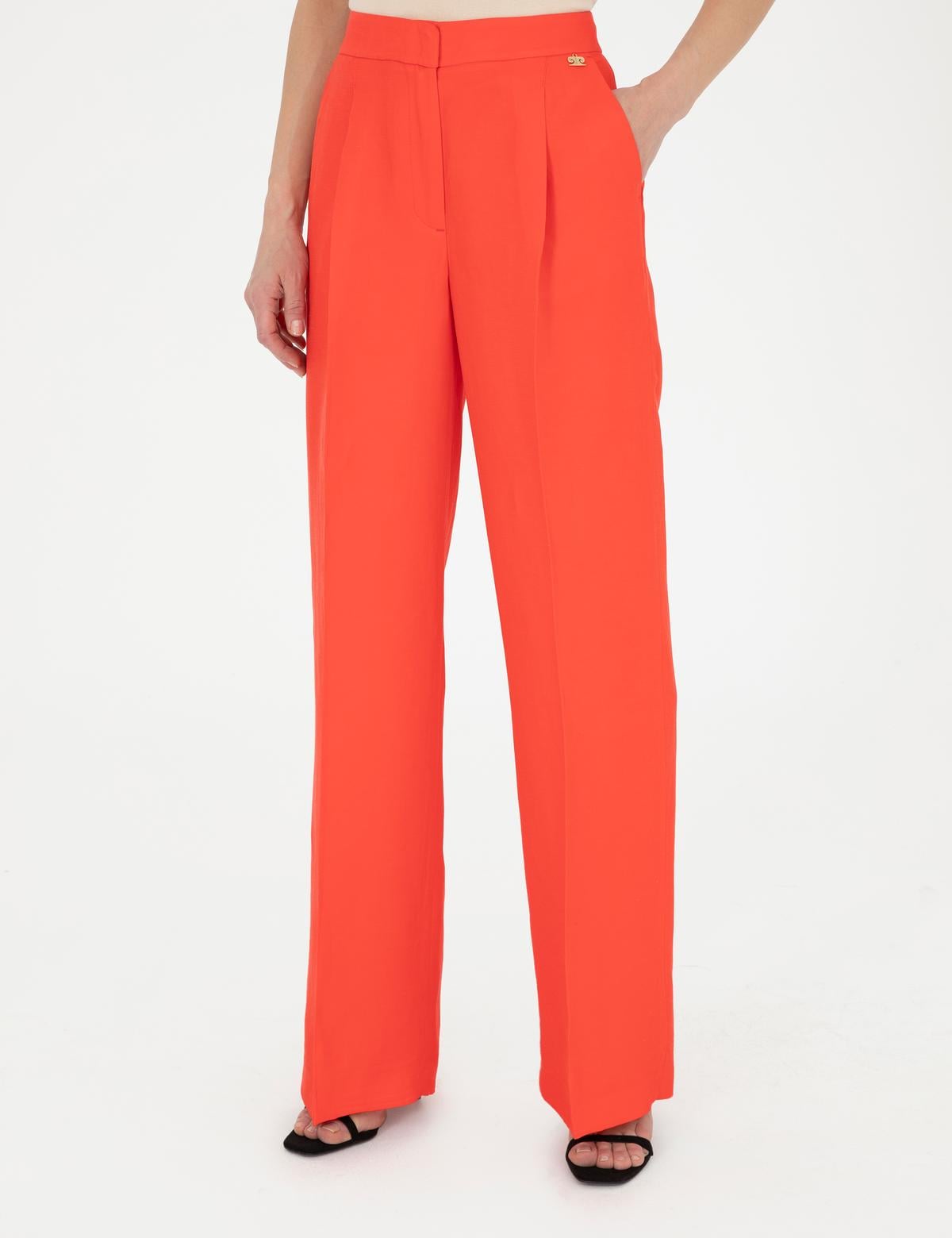 Nar Çiçeği Keten Karışımlı Kumaş Pantolon - 50282084013